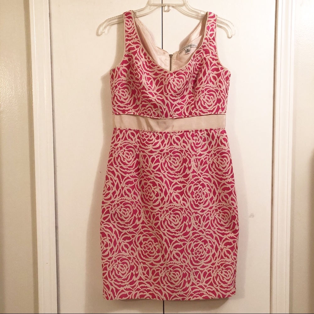 Maggy London Pink and Cream Sheath Dress